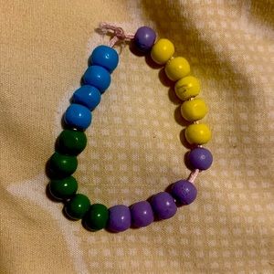 Purple, yellow, blue , green bracelet.